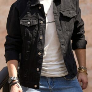 Black Party Casual Denim Jacket