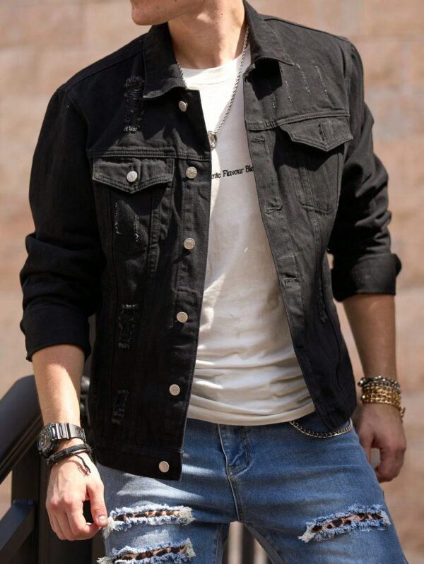 Black Party Casual Denim Jacket