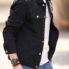 RivetRise Men Ripped Flap Pocket Denim Jacket Plain Black Party Casual Denim Jacket For Boyfriend Gift main 3