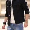 RivetRise Men Ripped Flap Pocket Denim Jacket Plain Black Party Casual Denim Jacket For Boyfriend Gift main 4