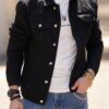 RivetRise Men Ripped Flap Pocket Denim Jacket Plain Black Party Casual Denim Jacket For Boyfriend Gift main 5
