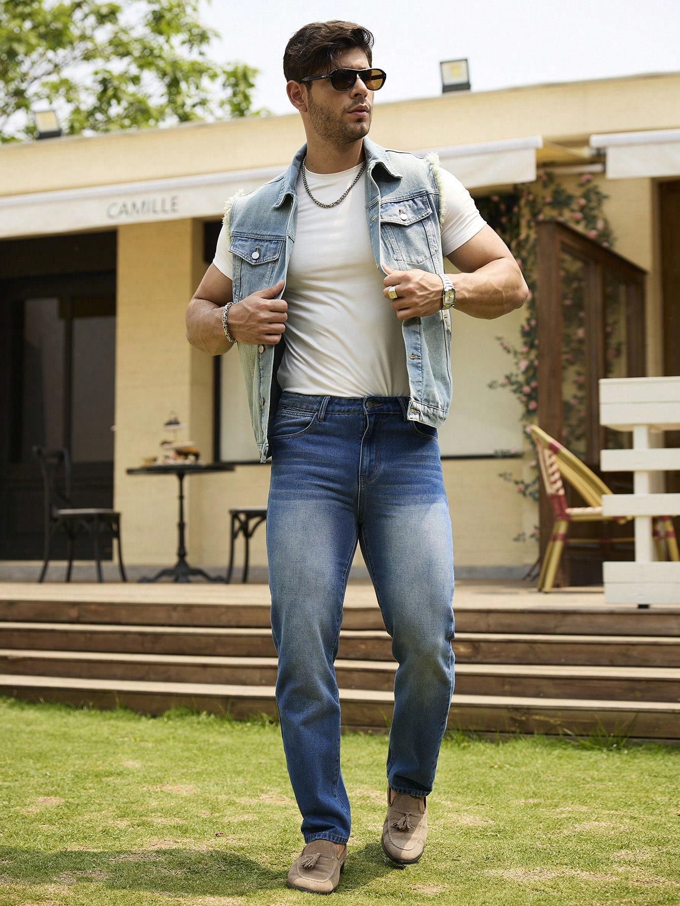 Short Denim Jacket Jean Vest Men