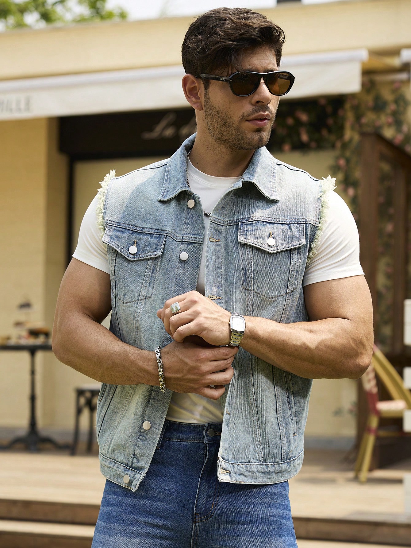 Short Denim Jacket Jean Vest Men