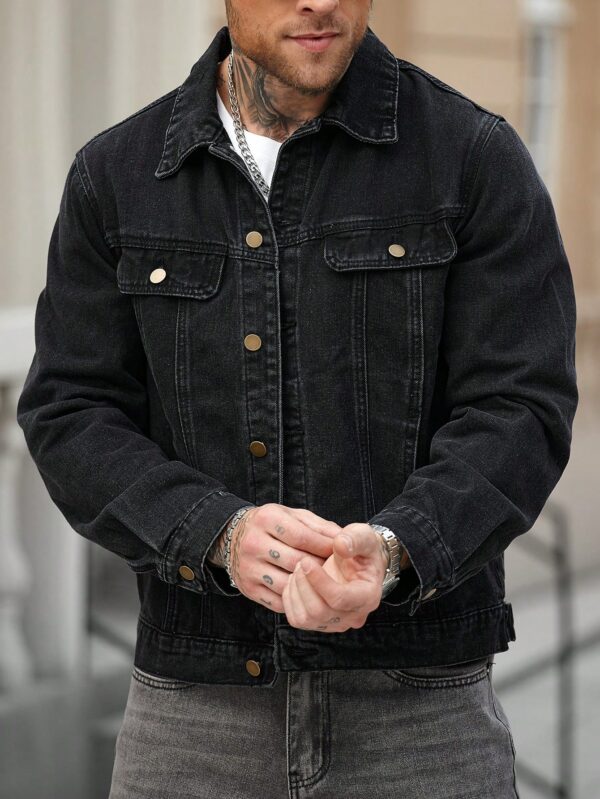 Men Denim Jacket Black Washed Vintage