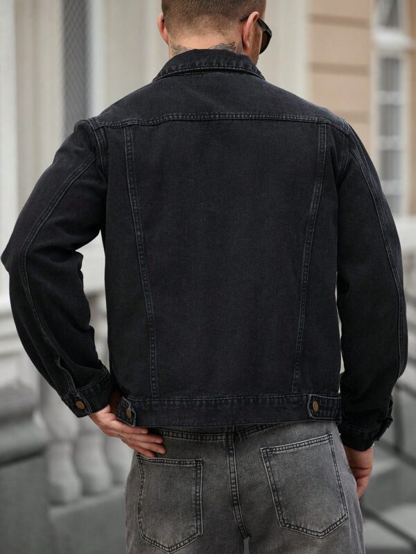 Men Denim Jacket Black Washed Vintage