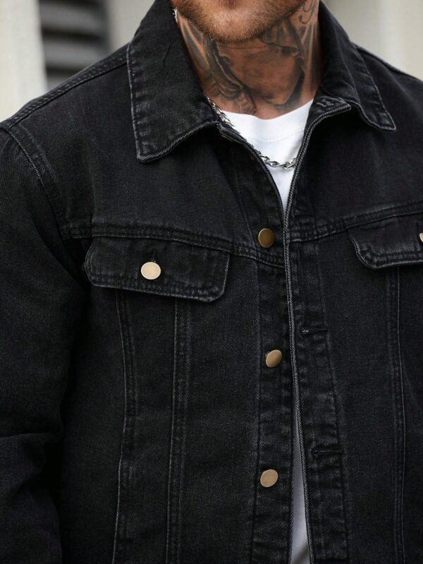Men Denim Jacket Black Washed Vintage
