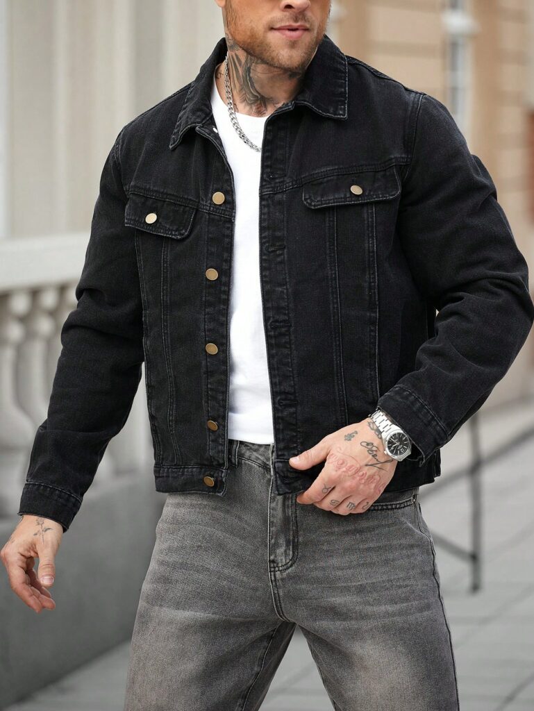RivetRise Mens Black Washed Vintage Denim Jacket main 4 RivetRise Mens Black Washed Vintage Denim Jacket main 4