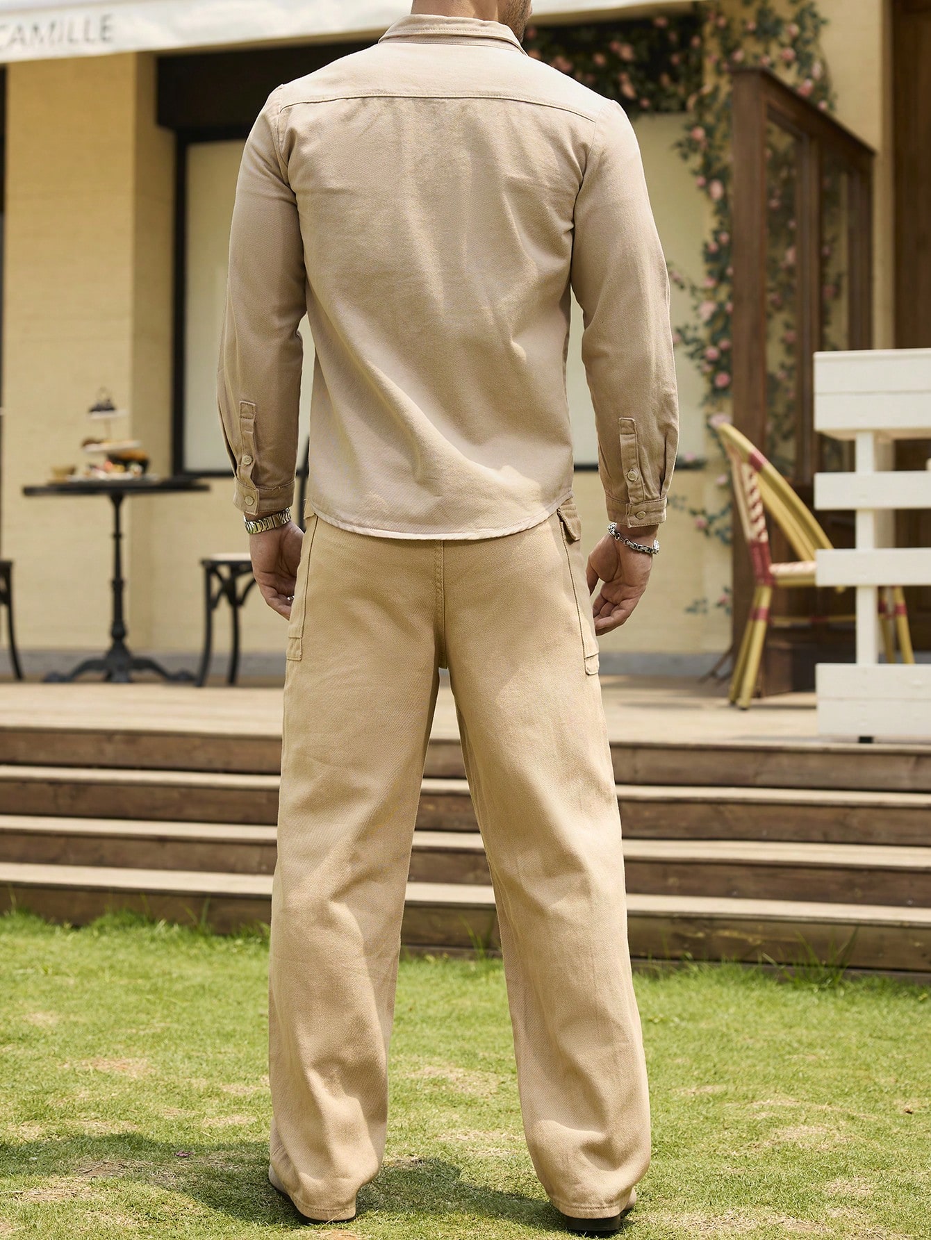 Men Vintage Button Long Sleeve Denim Shirt