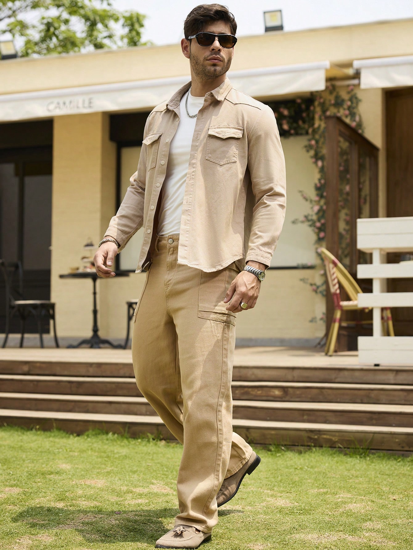 Men Vintage Button Long Sleeve Denim Shirt