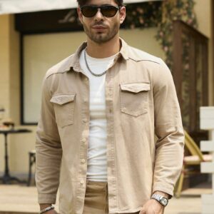Men Vintage Button Long Sleeve Denim Shirt