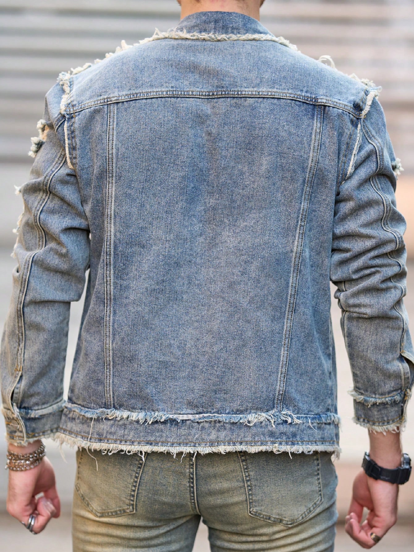 Long Sleeves Denim Jacket Blue For Men