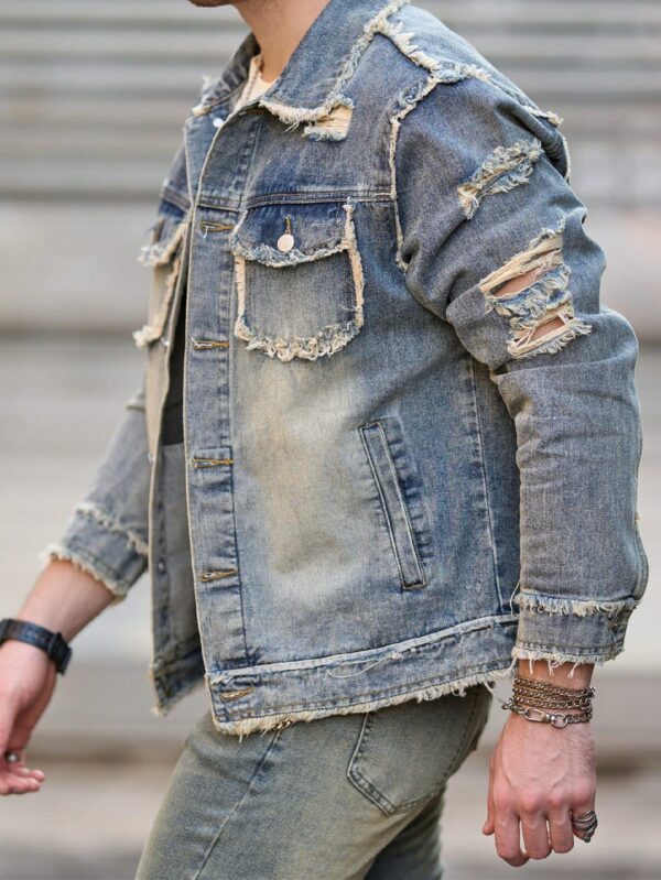 Long Sleeves Denim Jacket Blue For Men