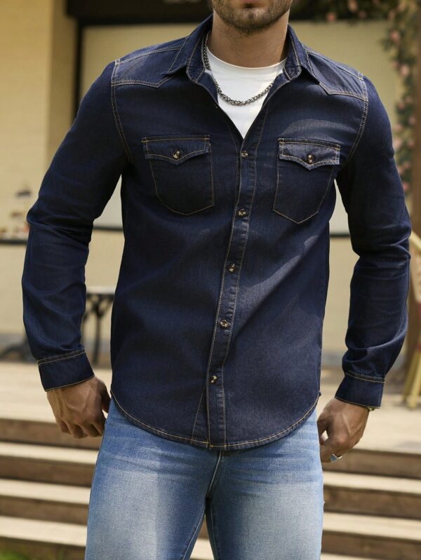 Vintage Denim Shirt Men Clothing​