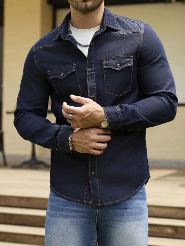 Vintage Denim Shirt Men Clothing​