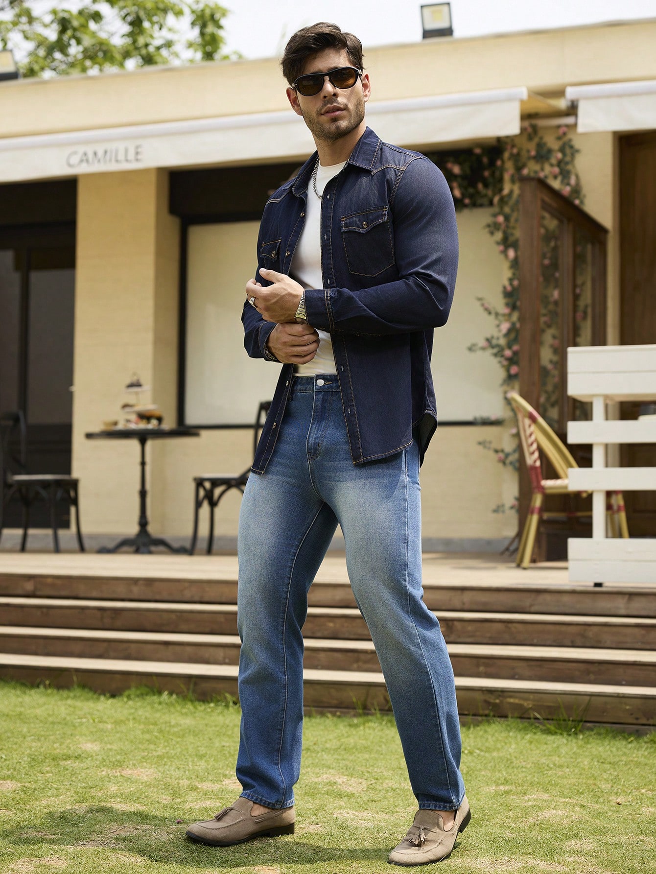 Vintage Denim Shirt Men Clothing​