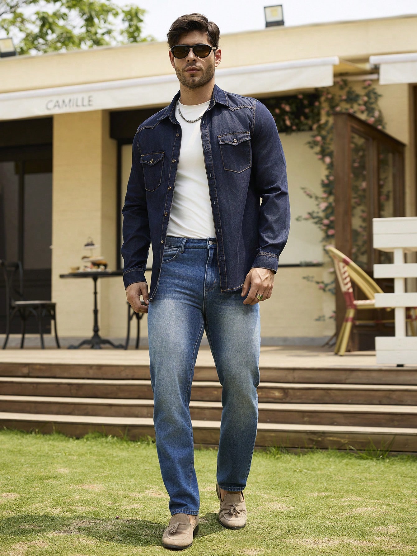 Vintage Denim Shirt Men Clothing​