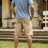 RivetRise Mens Checkerboard Print Short Sleeve Single Breasted Pocket Denim Casual Shirt main 1