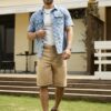 RivetRise Mens Checkerboard Print Short Sleeve Single Breasted Pocket Denim Casual Shirt main 6