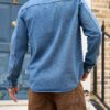 RivetRise Mens Classic Regular Shoulder Long Sleeve Single Breasted Denim Jacket Blue Jean Shirt Men main 1