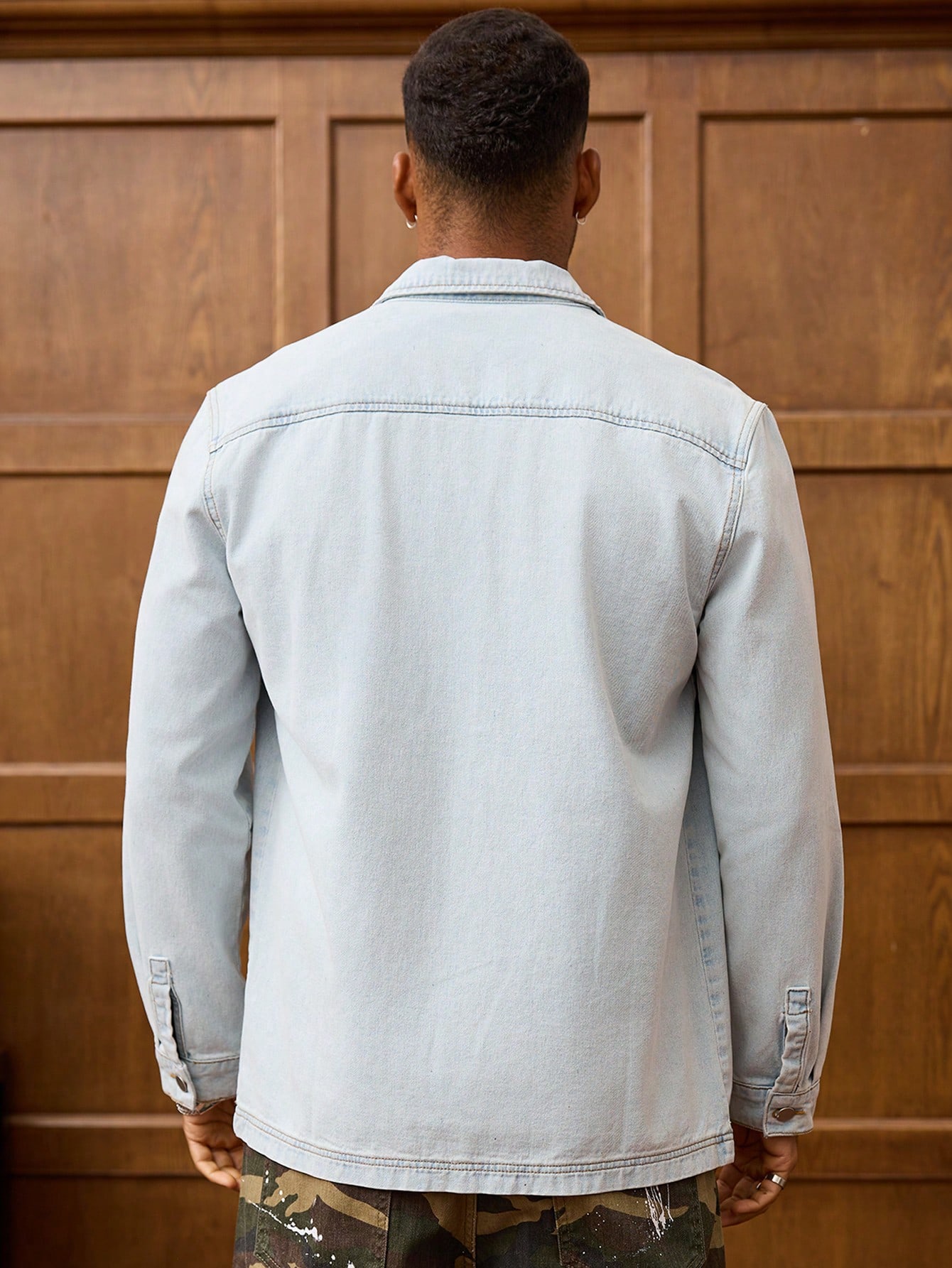 Men Denim Shirt Vintage Light Wash Style