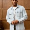 RivetRise Mens Long Sleeve Single Breasted Pocket Casual Denim Jacket Light Blue Denim Jacket Mens Light Blue Jacket Mens Denim Shirt Jacket main 3