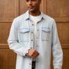 RivetRise Mens Long Sleeve Single Breasted Pocket Casual Denim Jacket Light Blue Denim Jacket Mens Light Blue Jacket Mens Denim Shirt Jacket main 4