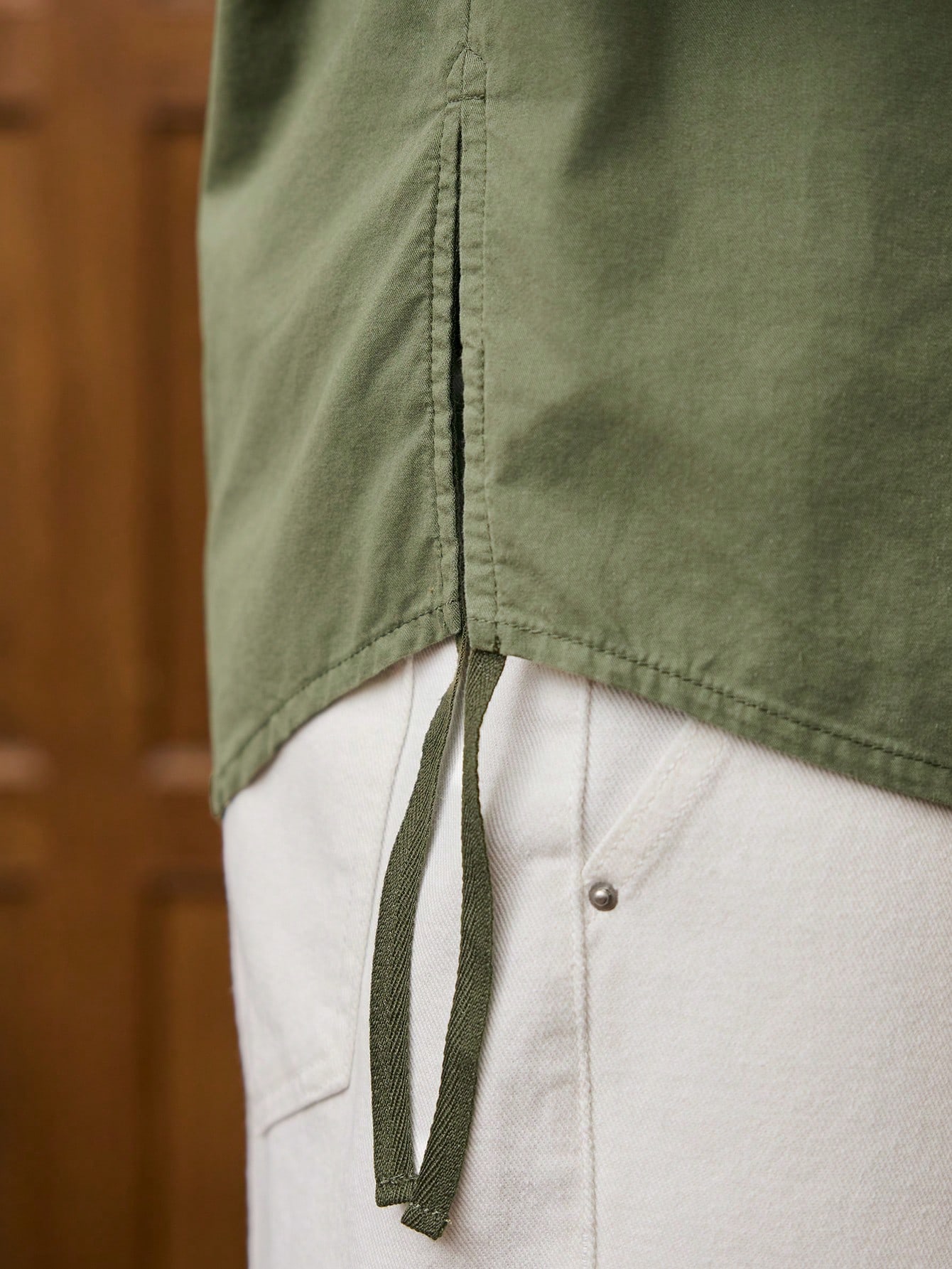 Men Vintage Olive Green Men Denim Shirt