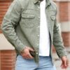RivetRise Mens Slim Fit Olive Green American Casual Denim Jacket main 2