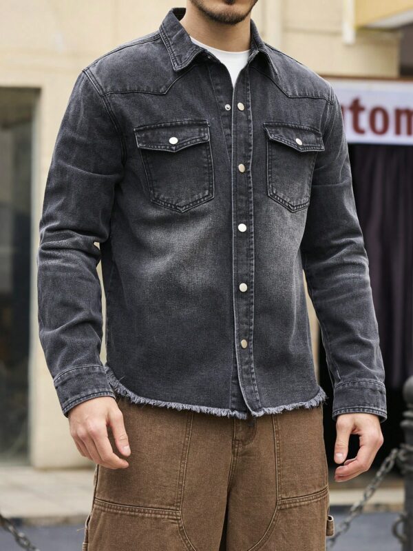 Men Vintage Button Down Denim Shirt​