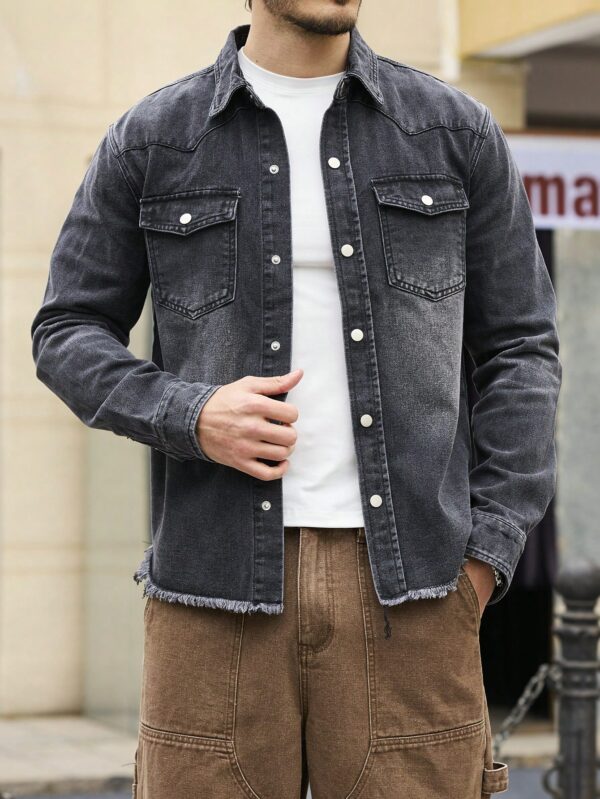 Men Vintage Button Down Denim Shirt​