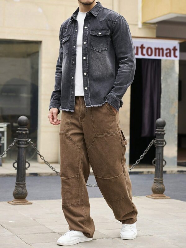 Men Vintage Button Down Denim Shirt​