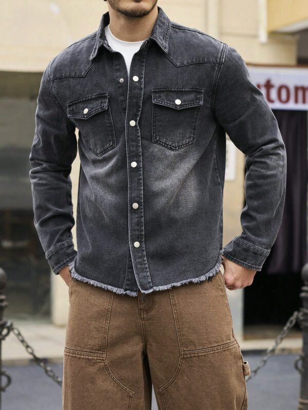Men Vintage Button Down Denim Shirt​