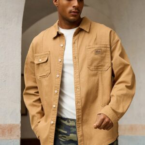 Mens Style With Pockets Denim Shirt Vintage