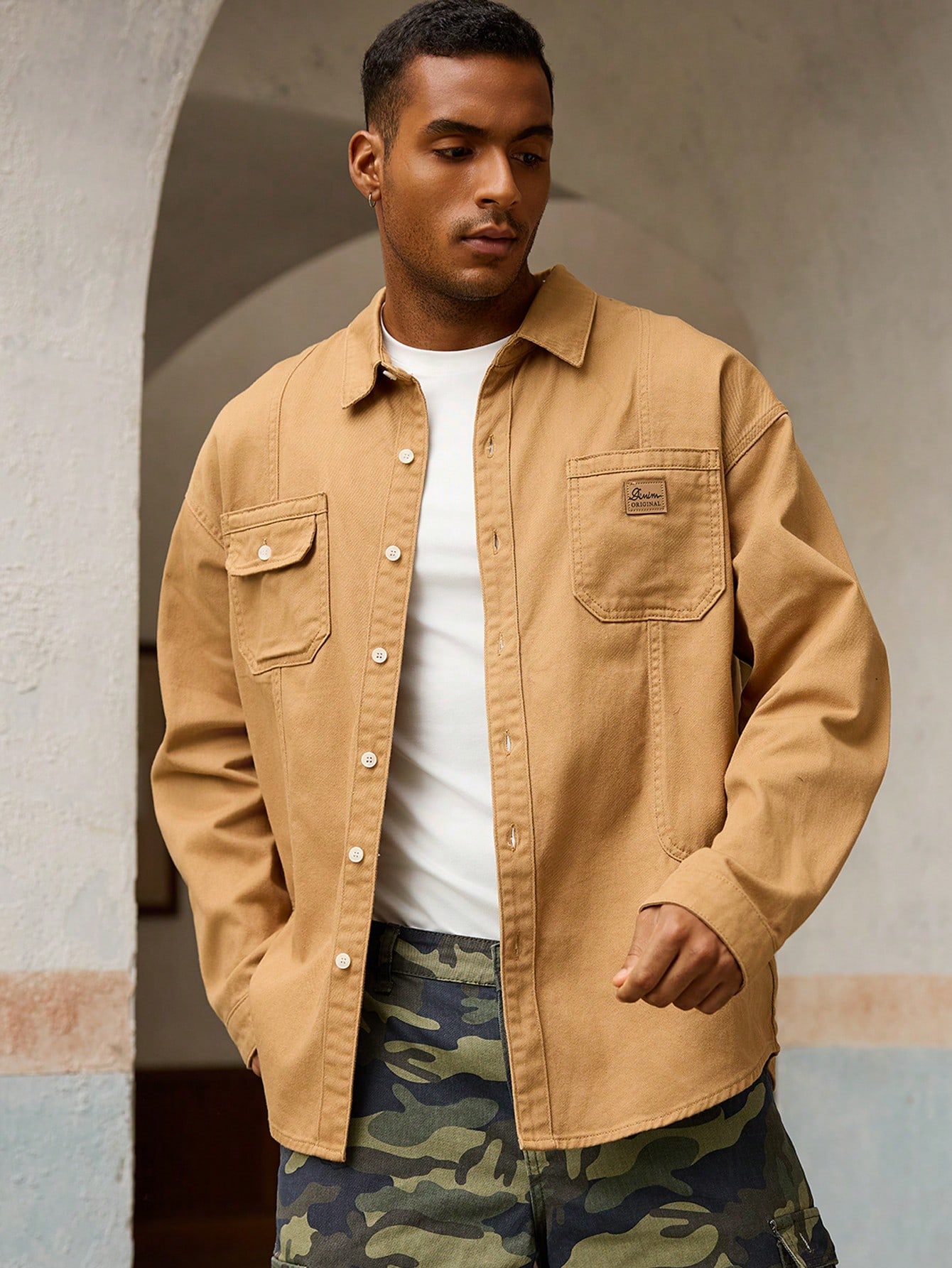 Mens Style With Pockets Denim Shirt Vintage