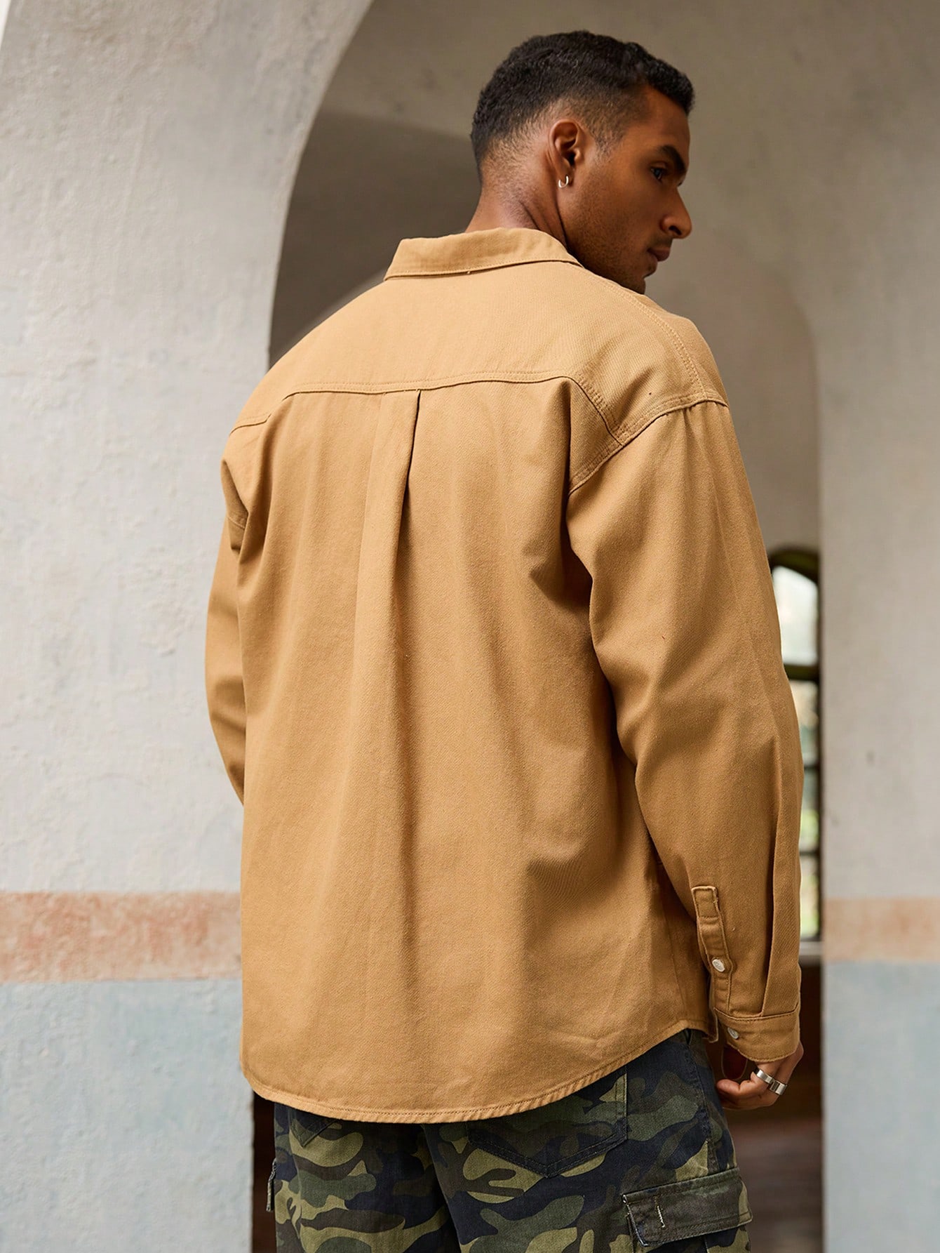 Mens Style With Pockets Denim Shirt Vintage