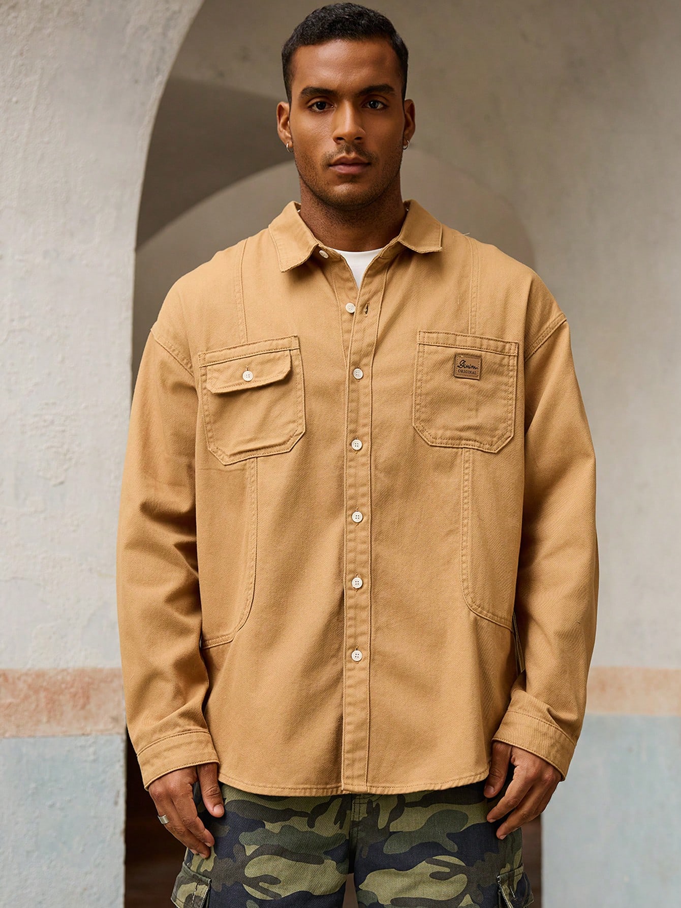 Mens Style With Pockets Denim Shirt Vintage