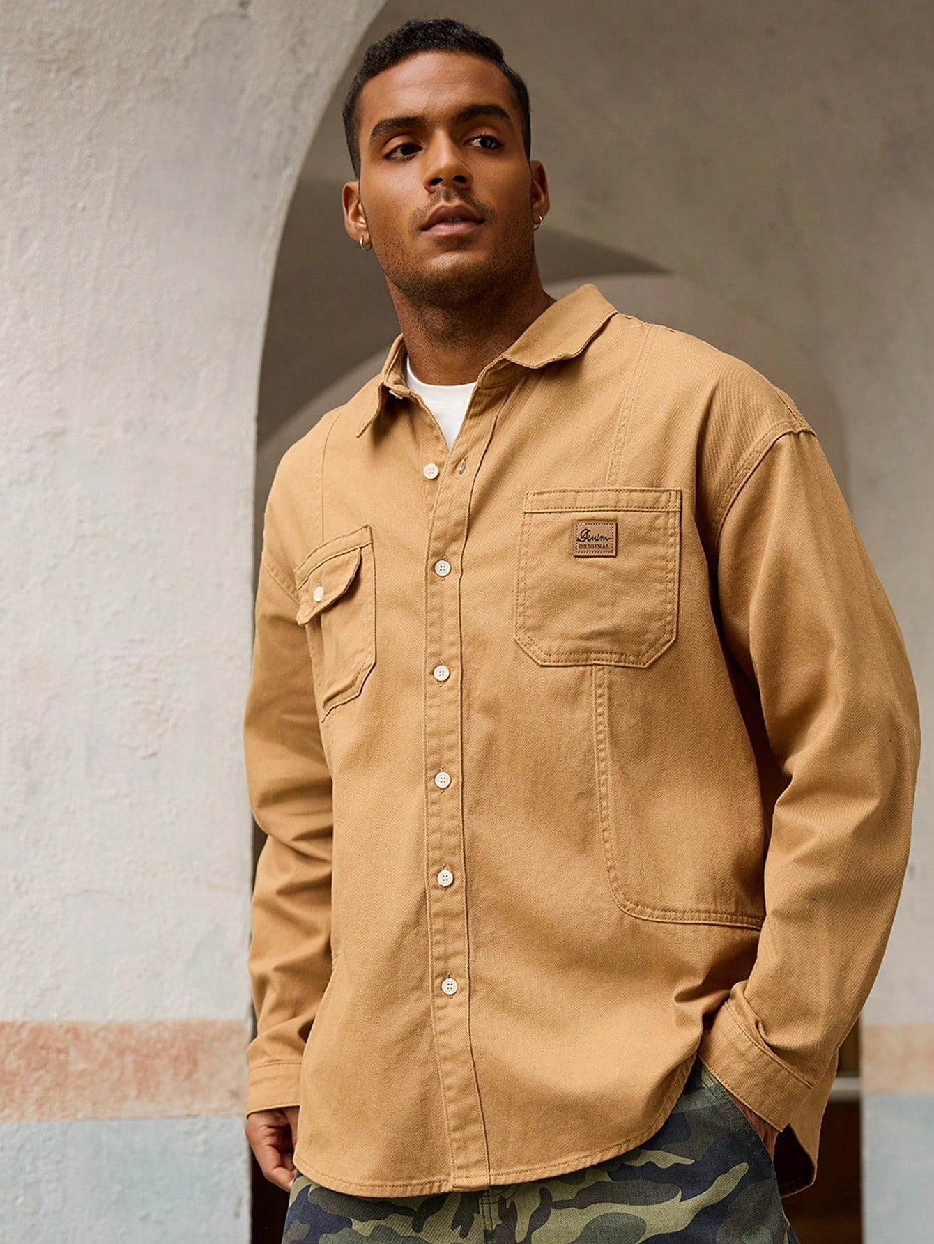 Mens Style With Pockets Denim Shirt Vintage