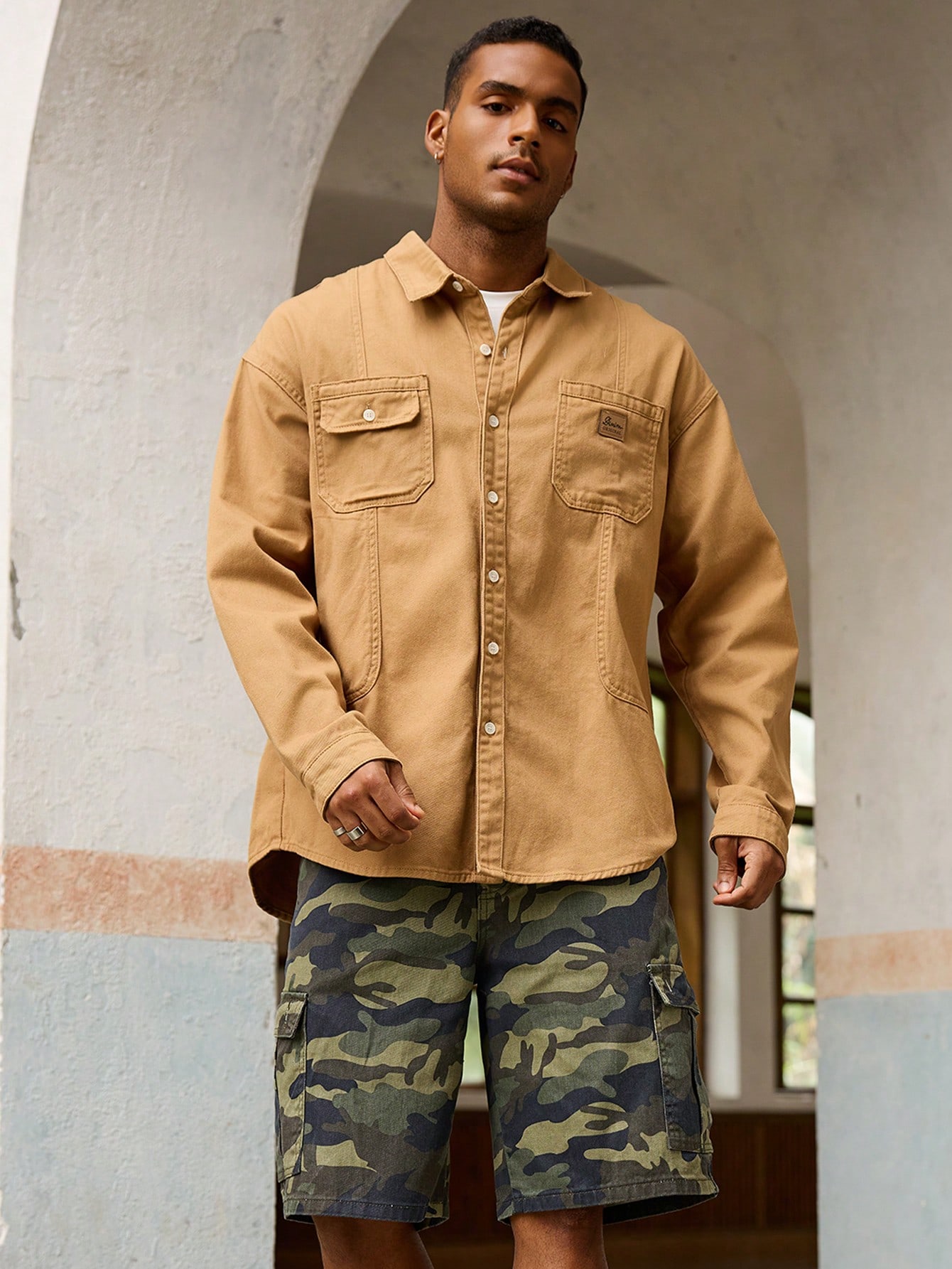 Mens Style With Pockets Denim Shirt Vintage