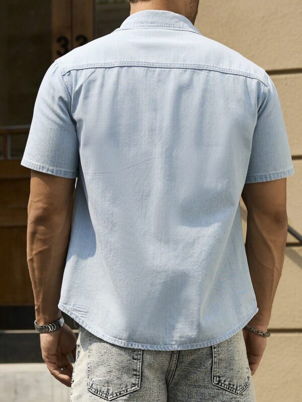 Men Summer Short Sleeve Denim Shirt