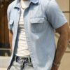 Men Classic Regular Blue Jean Denim Shirt