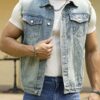 Short Denim Jacket Jean Vest Men